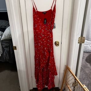 XS red with flowers wrap dress from Express (tags on)
